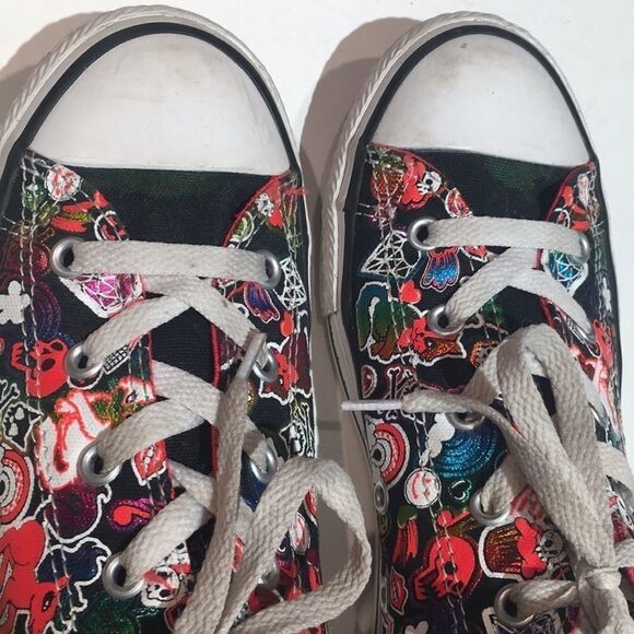 Converse All Star Jr. Black Ponies & Skulls Size 4 - Picture 7 of 12